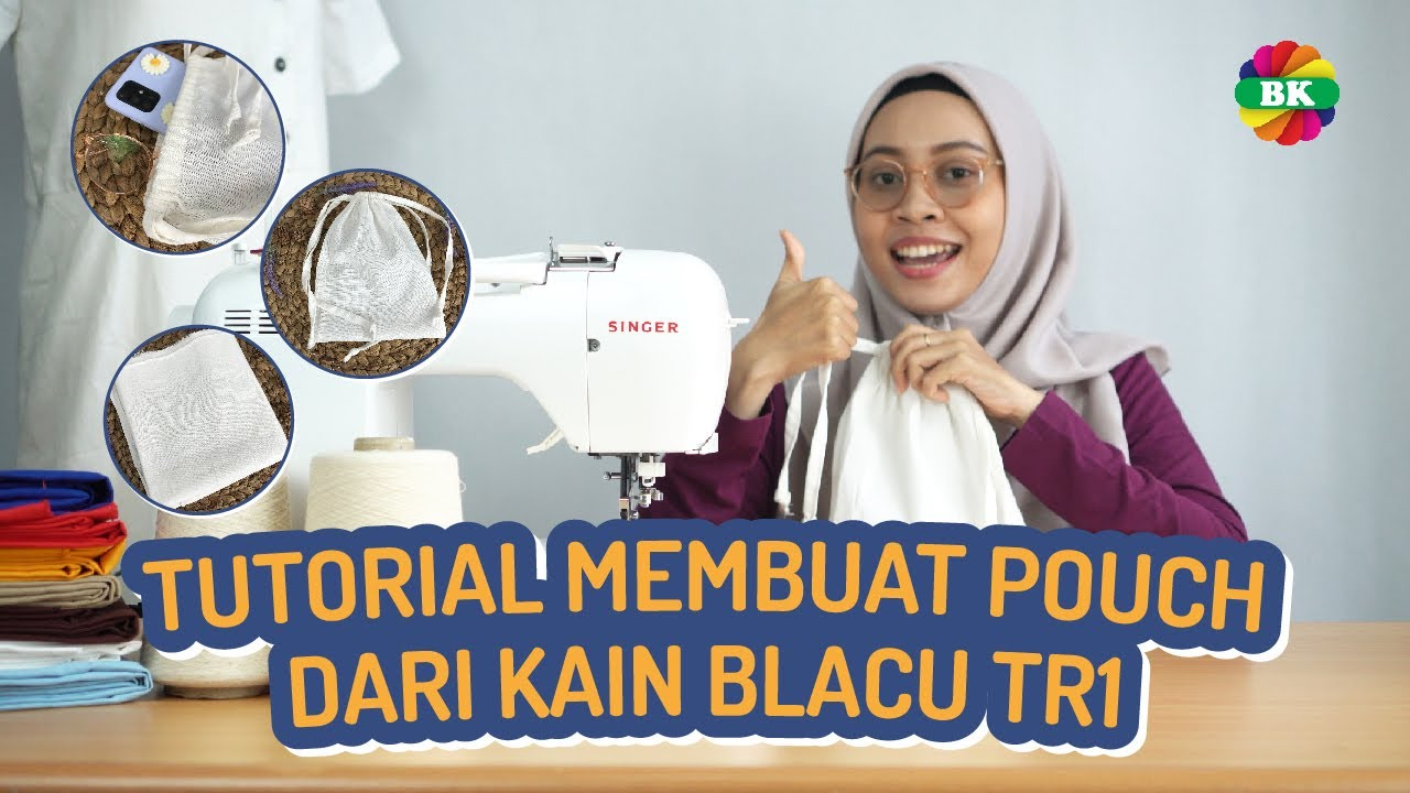 Tutorial Membuat Pouch Serut Dari Kain Blacu