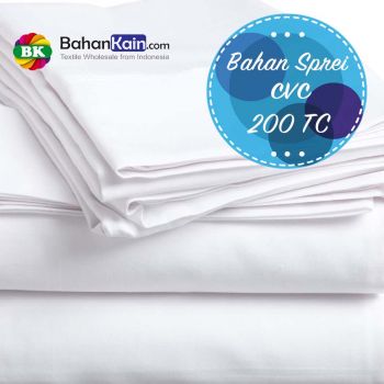 Bahan Sprei Hotel CVC 200 TC Lebar 285 cm Putih