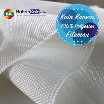 Kain Kanvas Filemon Polyester Putih - Ready for Dyeing