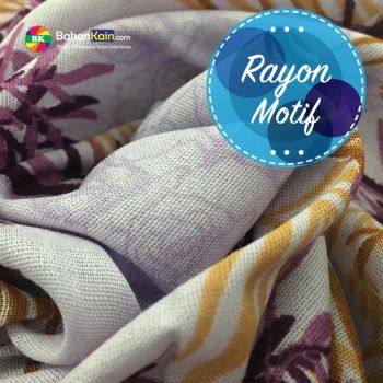 Kain Santung Motif Bunga Ungu