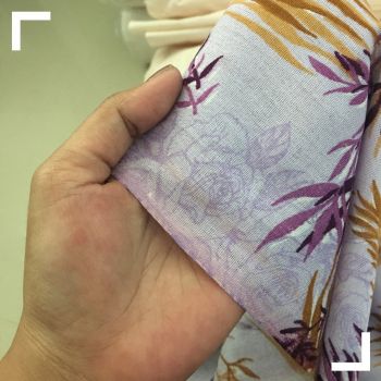 Kain Santung Motif Bunga Ungu