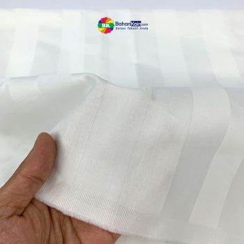 Bahan Sprei Cotton Dobby Stripe 300tc White