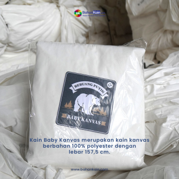 Kain Baby Kanvas Polyester Warna Putih