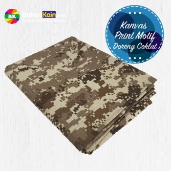 Kain Kanvas Print Motif Doreng Coklat