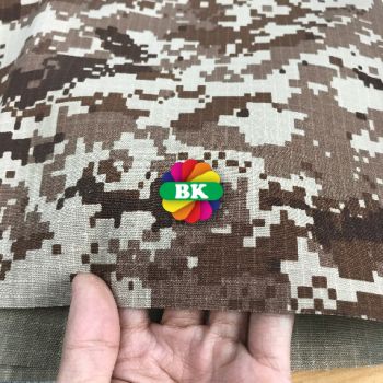 Kain Kanvas Print Motif Doreng Coklat