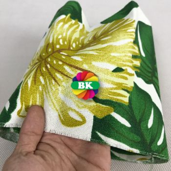 Kain Kanvas Print Motif Monstera Hijau