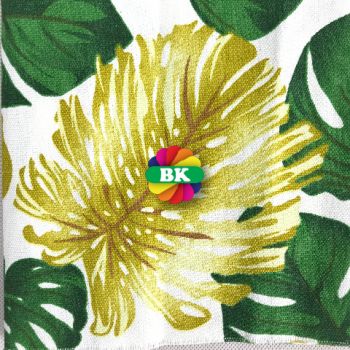 Kain Kanvas Print Motif Monstera Hijau