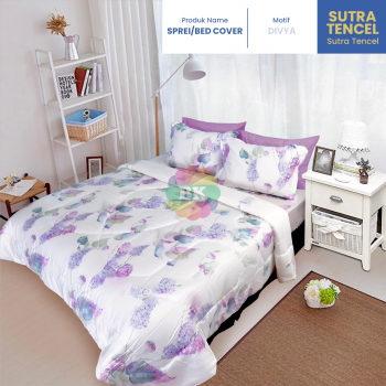 Sprei / Bed Cover Sutra Tencel Motif Rishn, levina, forest, divya, carisia, sutra ivory
