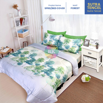 Sprei / Bed Cover Sutra Tencel Motif Rishn, levina, forest, divya, carisia, sutra ivory