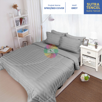 Sprei / Bed Cover Sutra Tencel Motif Jenia, Mash, Turkish, Grey